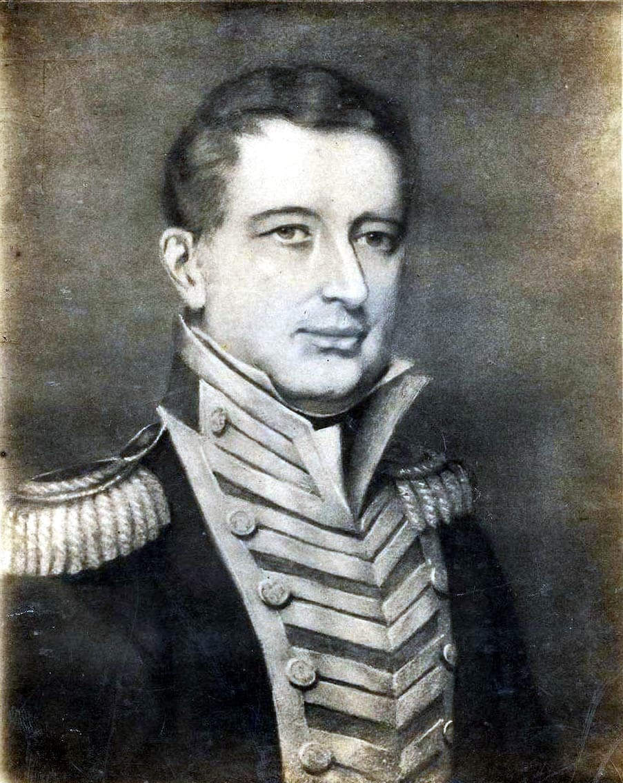 A portrait of William Brown in naval uniform