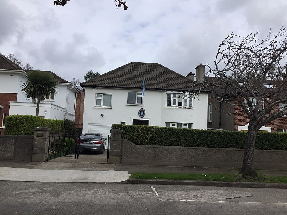 The front of the Argentine embassy in Dublin