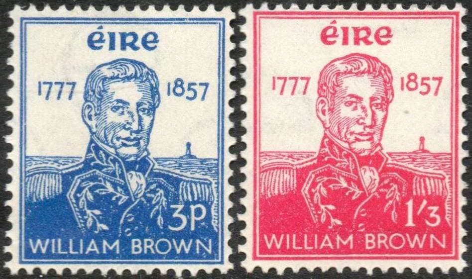 The Irish postage stamps of 1957 for Admiral Brown